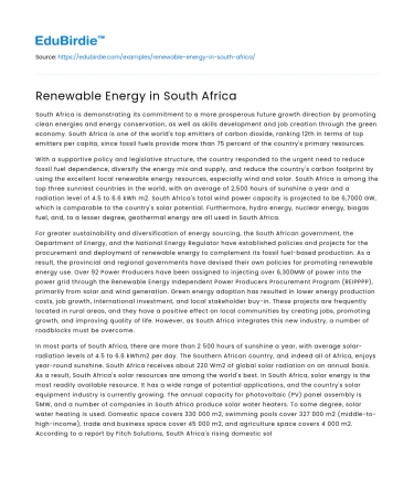 Renewable Energy in South Africa