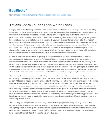 Actions Speak Louder Than Words Essay