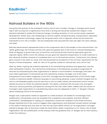 Railroad Builders in the 1800s