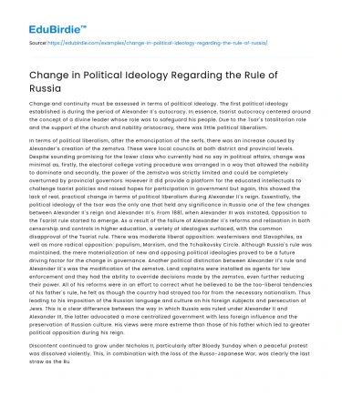 Change in Political Ideology Regarding the Rule of Russia