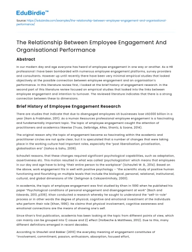 Employee Engagement’s Impact on Organisational Performance