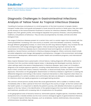 Diagnostic Challenges in Gastrointestinal Infections and Yellow Fever