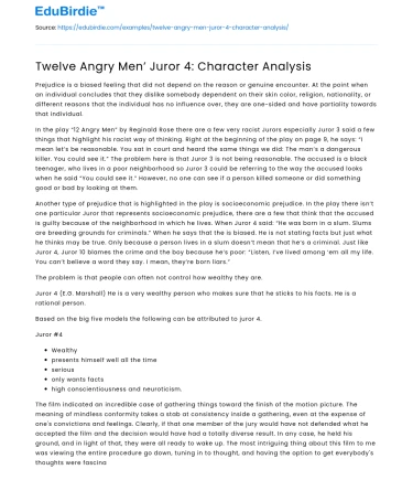 Twelve Angry Men’ Juror 4: Character Analysis