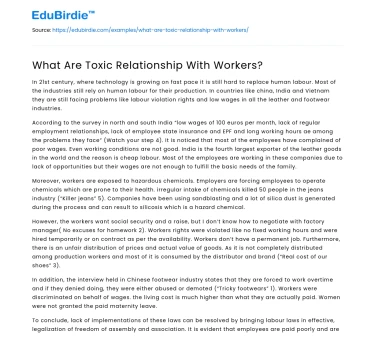 What Are Toxic Relationship With Workers?