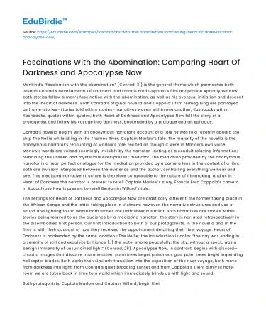 Comparing Heart of Darkness & Apocalypse Now