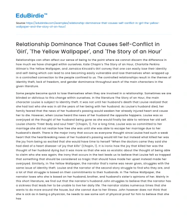 Relationship Dominance and Self-Conflict in Women’s Literature