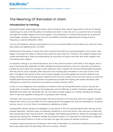 The Meaning Of Ramadan In Islam