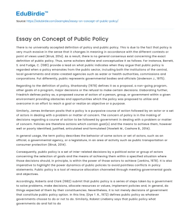 Essay on Concept of Public Policy