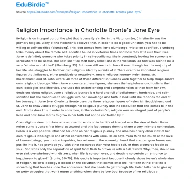 Religion Importance In Charlotte Bronte’s Jane Eyre