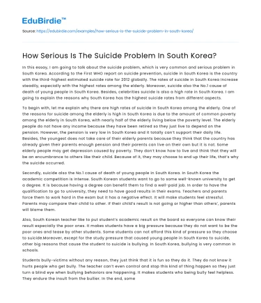 How Serious Is The Suicide Problem In South Korea?