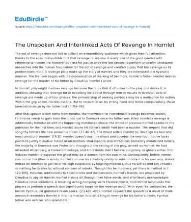 Interwoven Revenge Dynamics in Shakespeare’s Hamlet