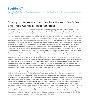 Women’s Liberation in A Room of One’s Own and Three Guineas