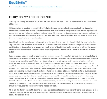 Essay on My Trip to the Zoo