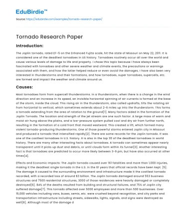 Tornado Research Paper