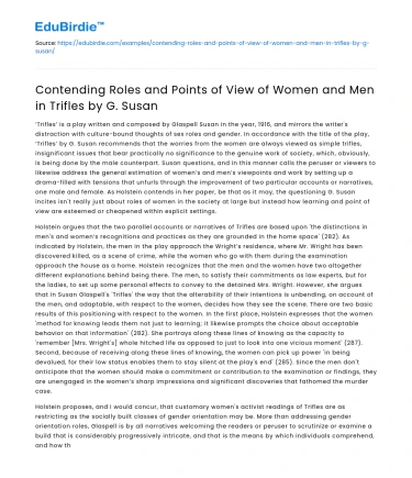 Gender roles in Trifles by G Susan