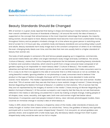 Beauty Standards Should Be Changed