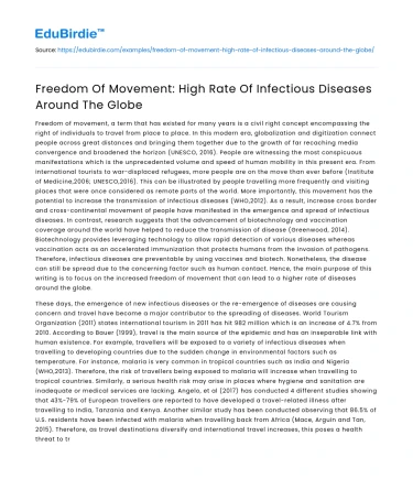 Freedom Of Movement: High Rate Of Infectious Diseases Around The Globe
