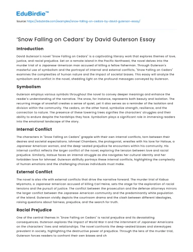 ‘Snow Falling on Cedars’ by David Guterson Essay