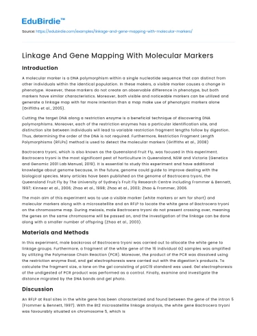 Linkage And Gene Mapping With Molecular Markers