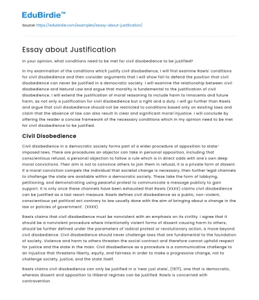 Essay about Justification
