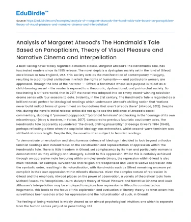 Margaret Atwood’s The Handmaid’s Tale: Analysis through Theories