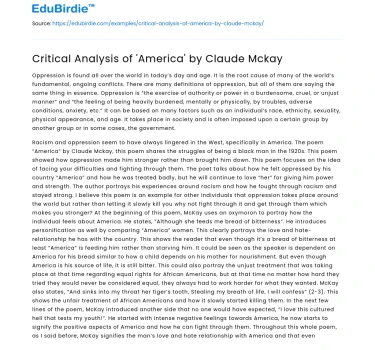 Critical Analysis of ‘America’ by Claude Mckay