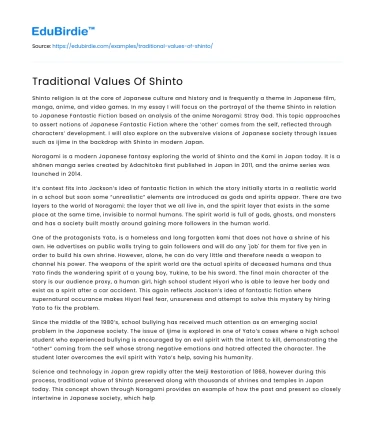 Traditional Values Of Shinto