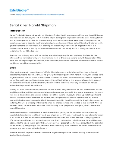 Serial Killer: Harold Shipman