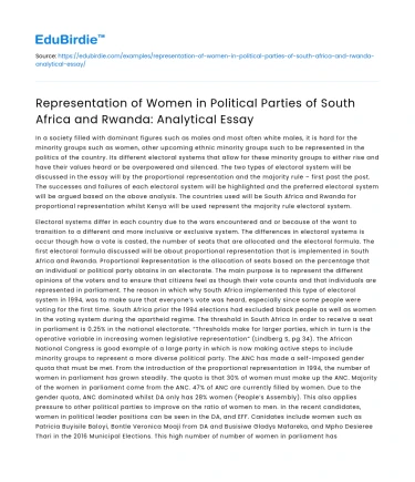Women in Political Parties in South Africa & Rwanda: Analysis