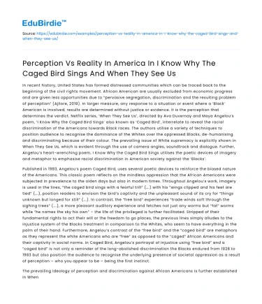 Perception vs Reality in I Know Why The Caged Bird Sings