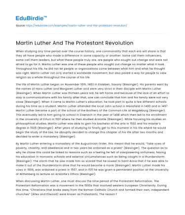 Martin Luther And The Protestant Revolution