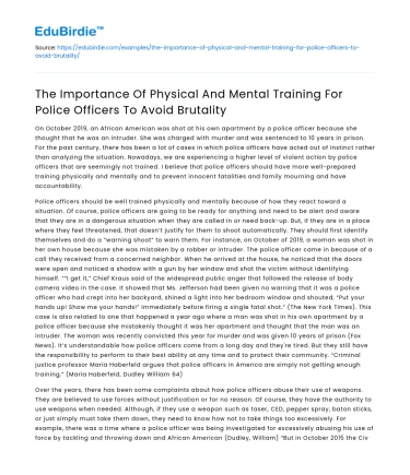 Police training for physical & mental health: Preventing brutality