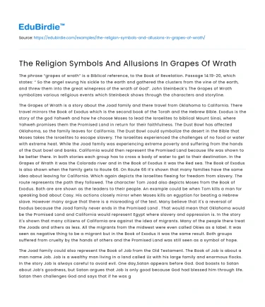 The Religion Symbols And Allusions In Grapes Of Wrath