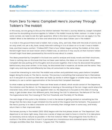 From Zero To Hero: Campbell Hero’s Journey Through Tolkien’s The Hobbit