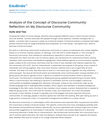 Analysis of Discourse Community: Reflections on My Group