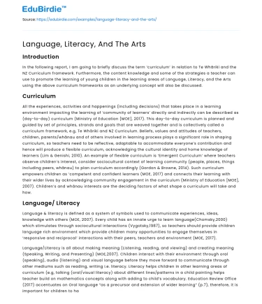Language, Literacy, And The Arts
