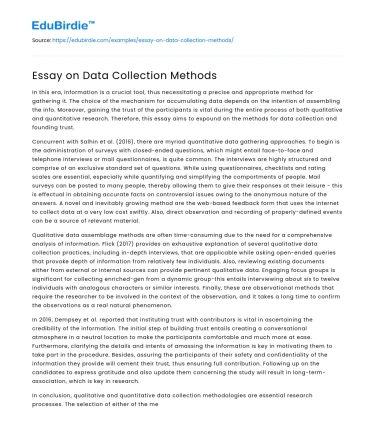 Essay on Data Collection Methods