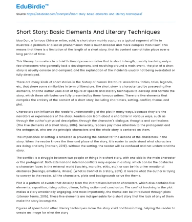 Short Story: Basic Elements And Literary Techniques