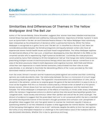 Themes in The Yellow Wallpaper and The Bell Jar: Comparisons