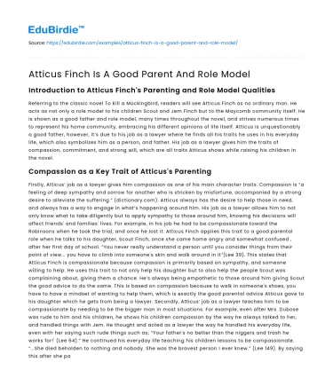 Atticus Finch Is A Good Parent And Role Model