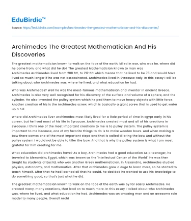 Archimedes The Greatest Mathematician And His Discoveries