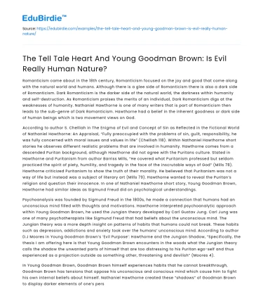 The Tell Tale Heart And Young Goodman Brown: Is Evil Really Human Nature?