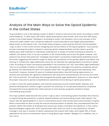 Key ways to solve US opioid epidemic