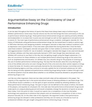 Debate on Performance Enhancing Drugs in Sports