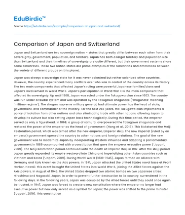 Comparison of Japan and Switzerland