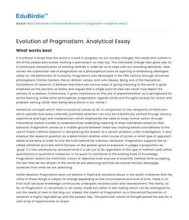 Evolution of Pragmatism: Analytical Essay
