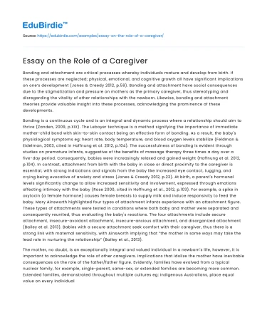 Essay on the Role of a Caregiver