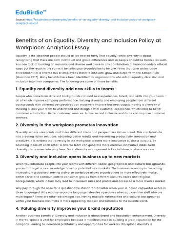 Workplace Equality Policy Benefits