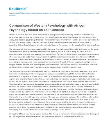 Western vs African Psychology on Self Concept