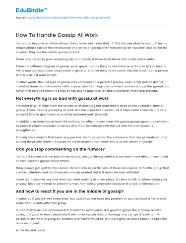 How To Handle Gossip At Work